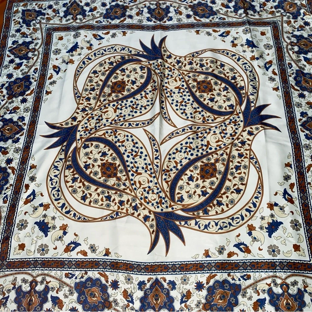 Bursa Vintage Silk Scarf  37” X‎ 37” Multicolored